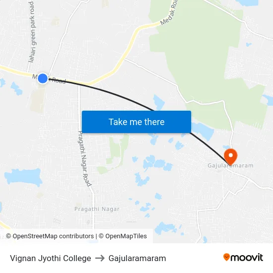 Vignan Jyothi College to Gajularamaram map