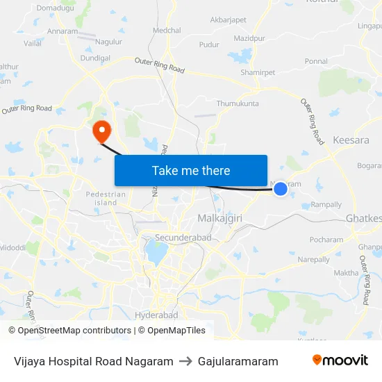 Vijaya Hospital Road Nagaram to Gajularamaram map