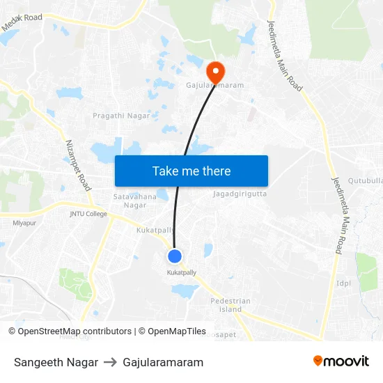 Sangeeth Nagar to Gajularamaram map