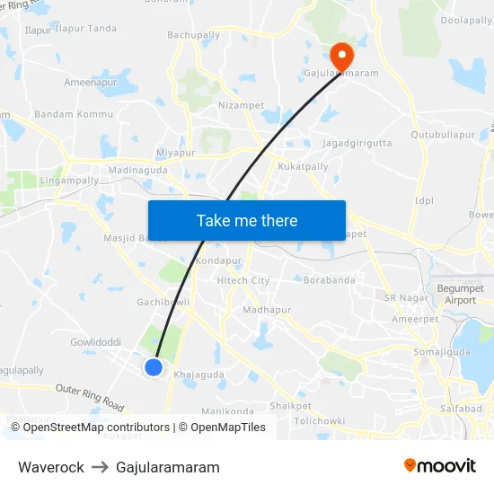 Waverock to Gajularamaram map