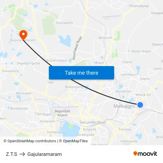 Z.T.S to Gajularamaram map