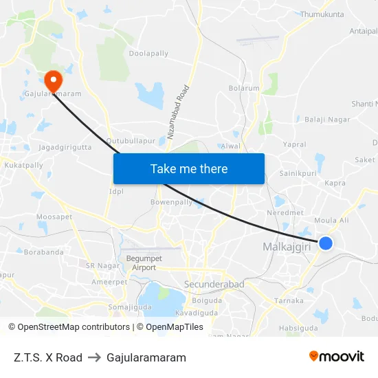Z.T.S. X Road to Gajularamaram map