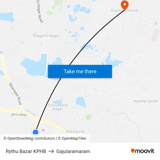 Rythu Bazar KPHB to Gajularamaram map