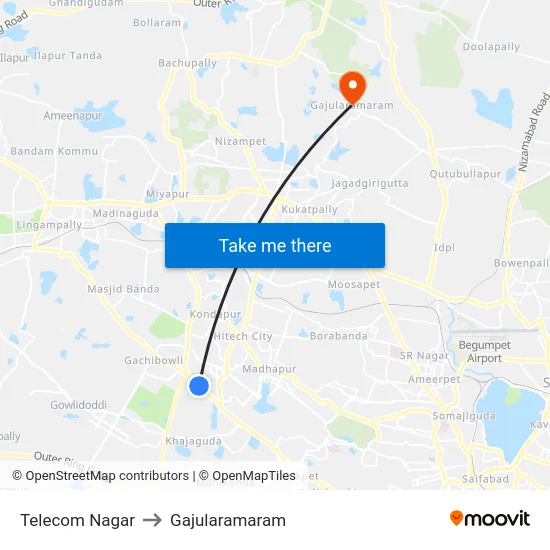 Telecom Nagar to Gajularamaram map