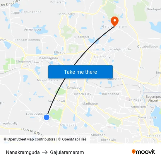 Nanakramguda to Gajularamaram map