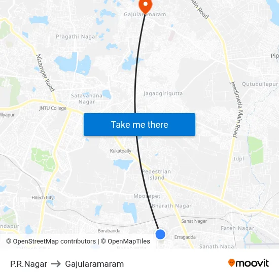 P.R.Nagar to Gajularamaram map