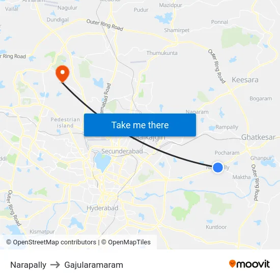 Narapally to Gajularamaram map