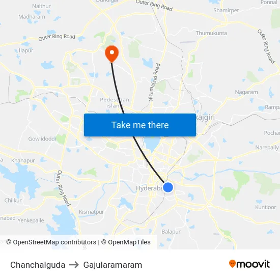 Chanchalguda to Gajularamaram map