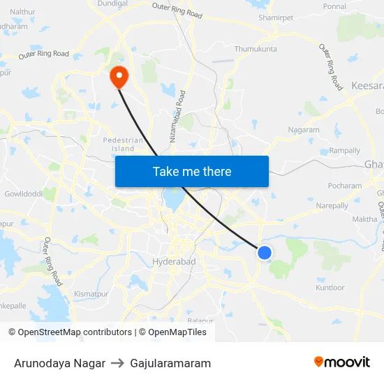 Arunodaya Nagar to Gajularamaram map