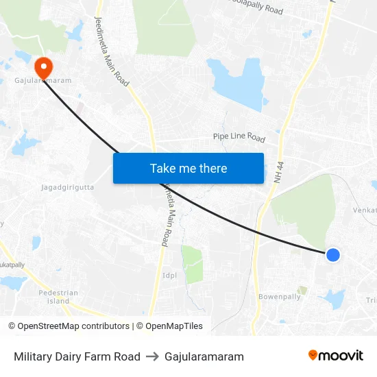 Military Dairy Farm Road to Gajularamaram map
