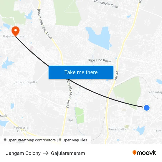 Jangam Colony to Gajularamaram map