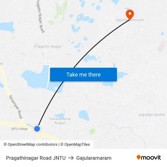 Pragathinagar Road JNTU to Gajularamaram map