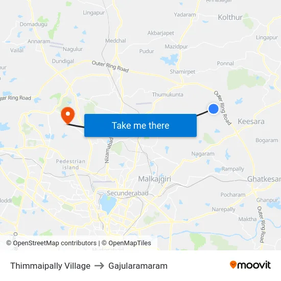 Thimmaipally Village to Gajularamaram map