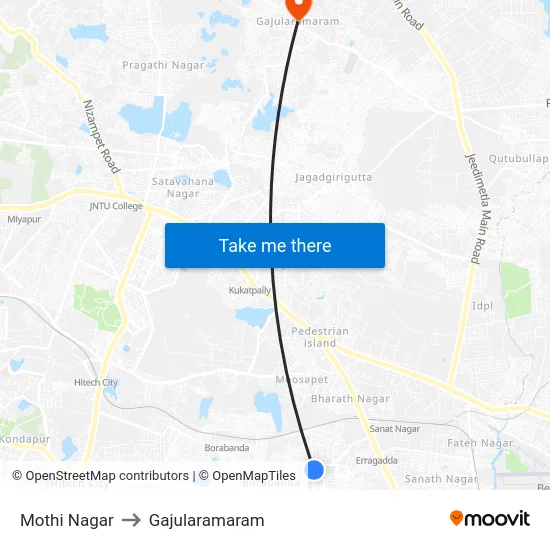 Mothi Nagar to Gajularamaram map