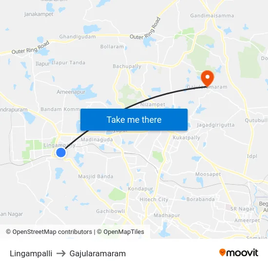 Lingampalli to Gajularamaram map