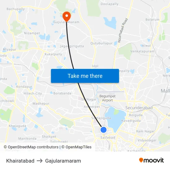 Khairatabad to Gajularamaram map