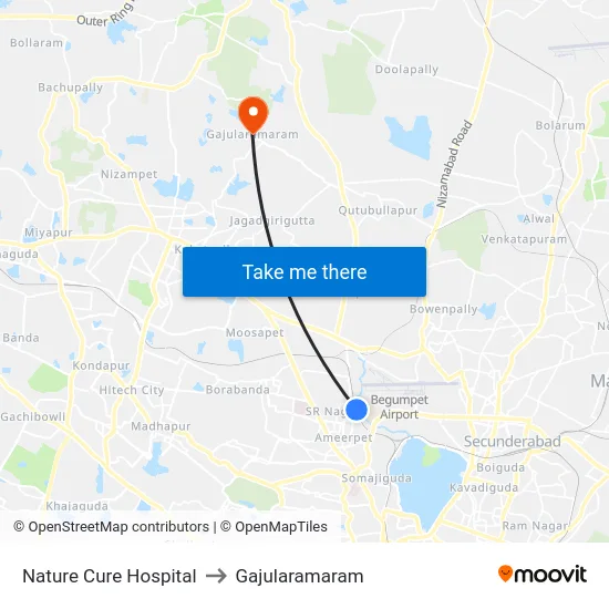 Nature Cure Hospital to Gajularamaram map