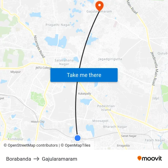 Borabanda to Gajularamaram map