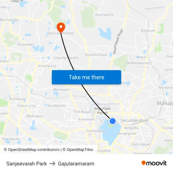 Sanjeevaiah Park to Gajularamaram map