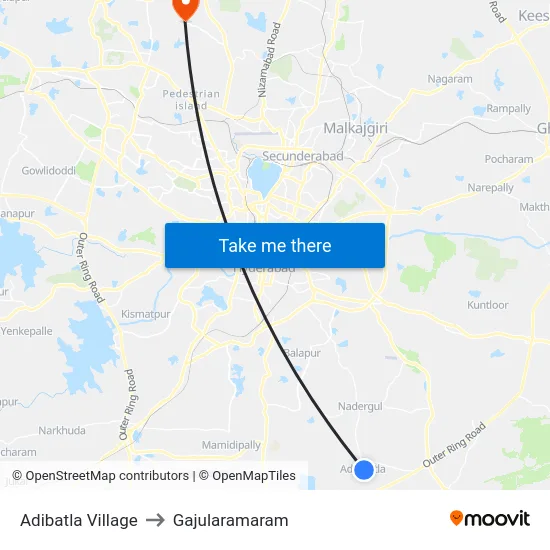 Adibatla Village to Gajularamaram map