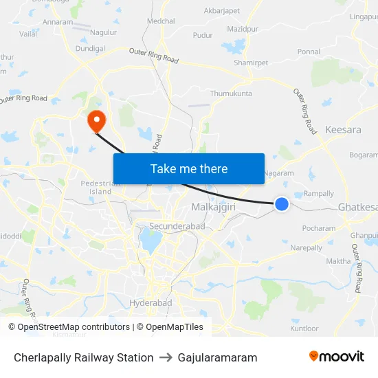 Cherlapally Railway Station to Gajularamaram map