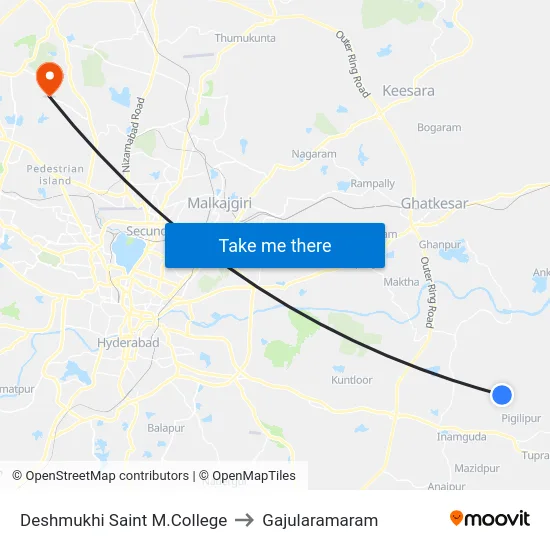 Deshmukhi Saint M.College to Gajularamaram map