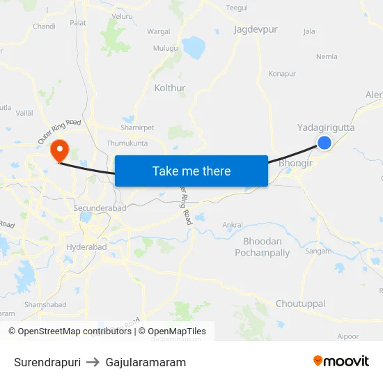 Surendrapuri to Gajularamaram map