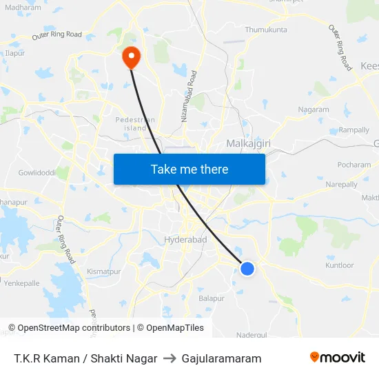 T.K.R Kaman / Shakti Nagar to Gajularamaram map