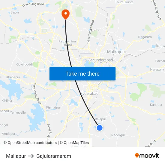 Mallapur to Gajularamaram map