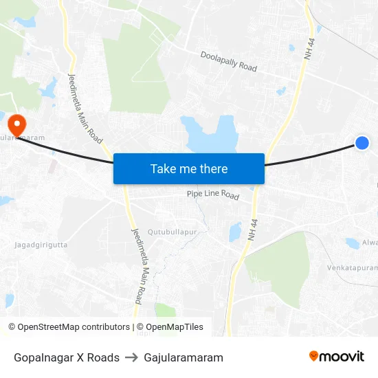 Gopalnagar X Roads to Gajularamaram map