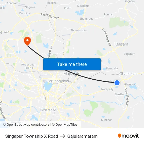 Singapur Township X Road to Gajularamaram map