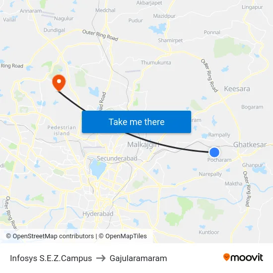 Infosys S.E.Z.Campus to Gajularamaram map