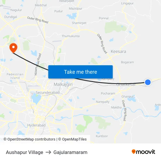 Aushapur Village to Gajularamaram map