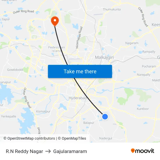 R.N Reddy Nagar to Gajularamaram map
