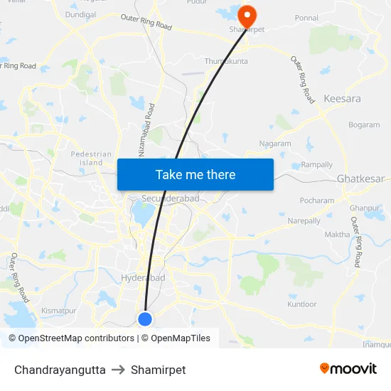 Chandrayangutta to Shamirpet map