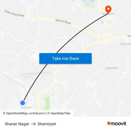 Sharan Nagar to Shamirpet map