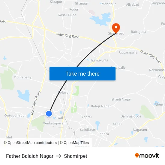 Father Balaiah Nagar to Shamirpet map