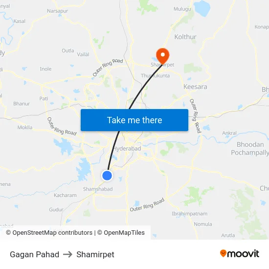 Gagan Pahad to Shamirpet map