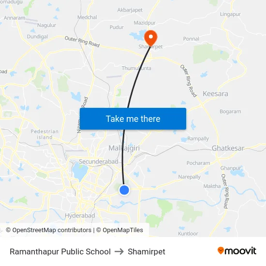 Ramanthapur Public School to Shamirpet map