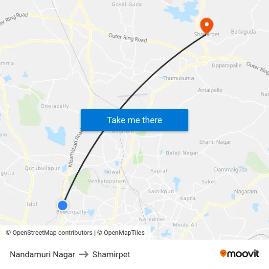 Nandamuri Nagar to Shamirpet map