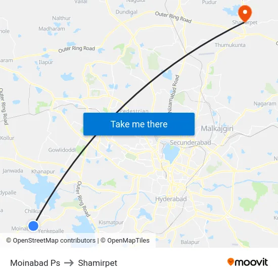 Moinabad Ps to Shamirpet map