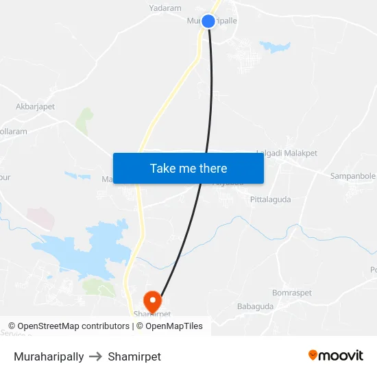 Muraharipally to Shamirpet map
