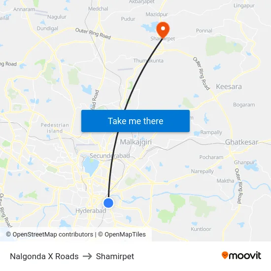 Nalgonda X Roads to Shamirpet map