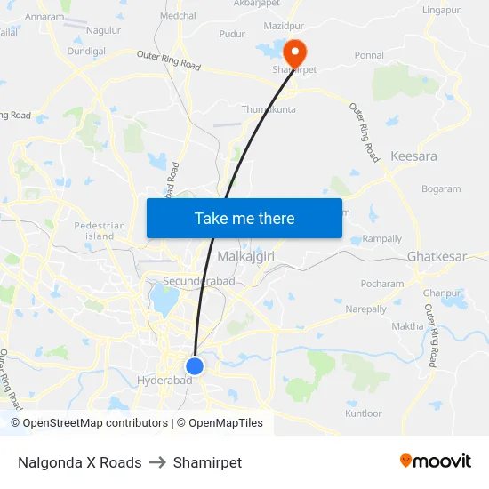 Nalgonda X Roads to Shamirpet map