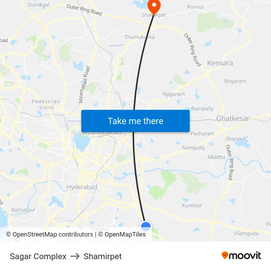Sagar Complex to Shamirpet map