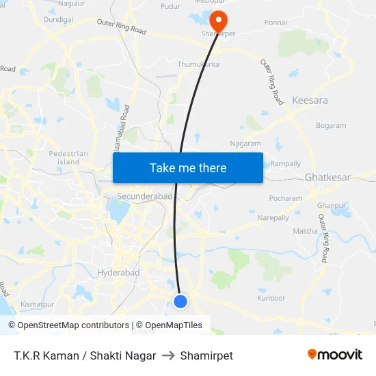 T.K.R Kaman / Shakti Nagar to Shamirpet map