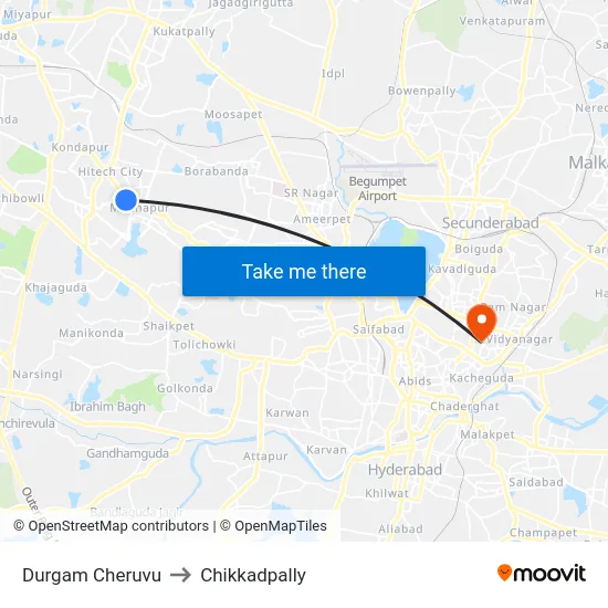 Durgam Cheruvu to Chikkadpally map