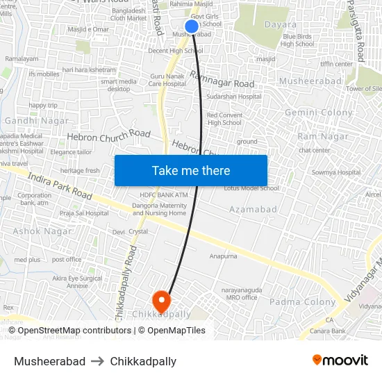 Musheerabad to Chikkadpally map