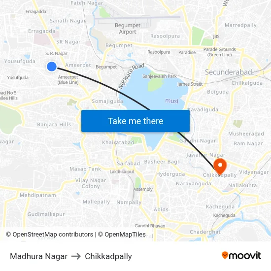 Madhura Nagar to Chikkadpally map