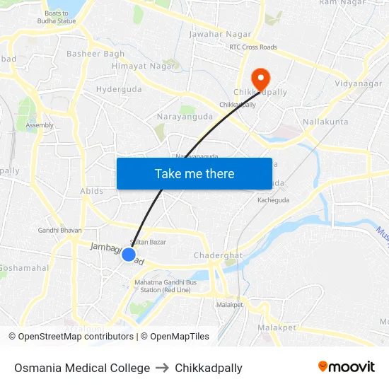 Osmania Medical College to Chikkadpally map